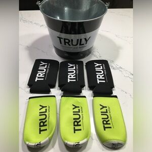 NEW Truly Seltzer Beer Ice Bucket Galvanized Metal Beverage Cooler and Koozies